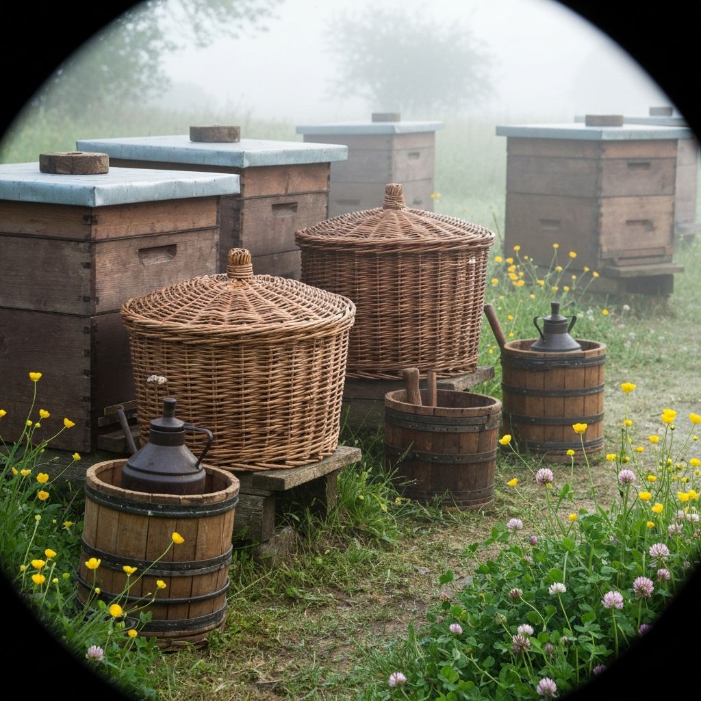 Traditional bee skeps in a heritage apiary
